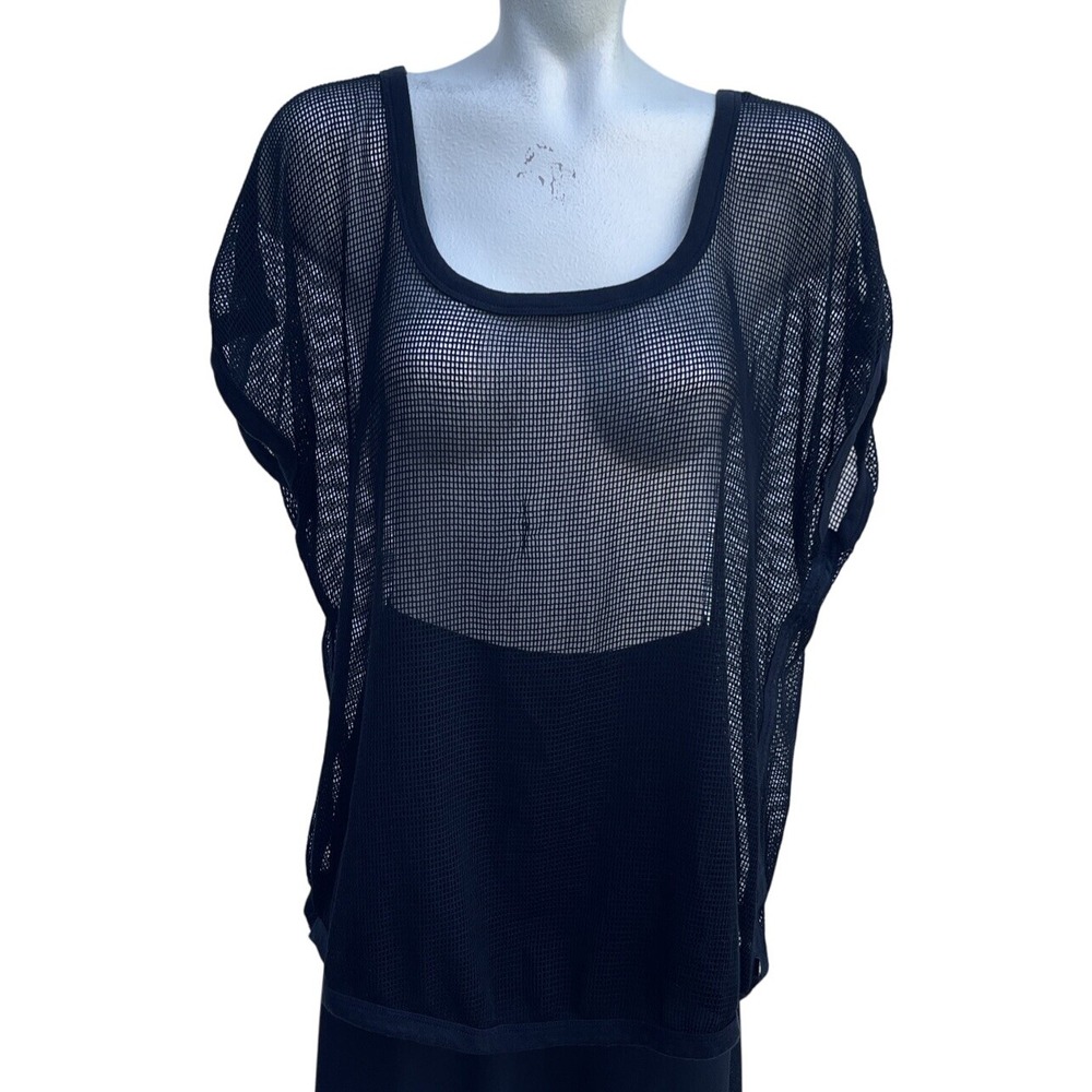 Black Mesh T-Shirt‎ Top Layering See Through Blouse Sleeveless Tank Alternative